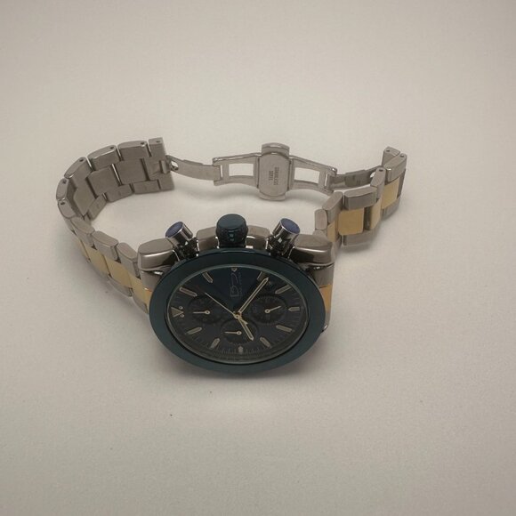 Daniel Steiger Chronograph Watch Blue Dial Two-Tone Bracelet Tachymeter Date - Picture 4 of 6